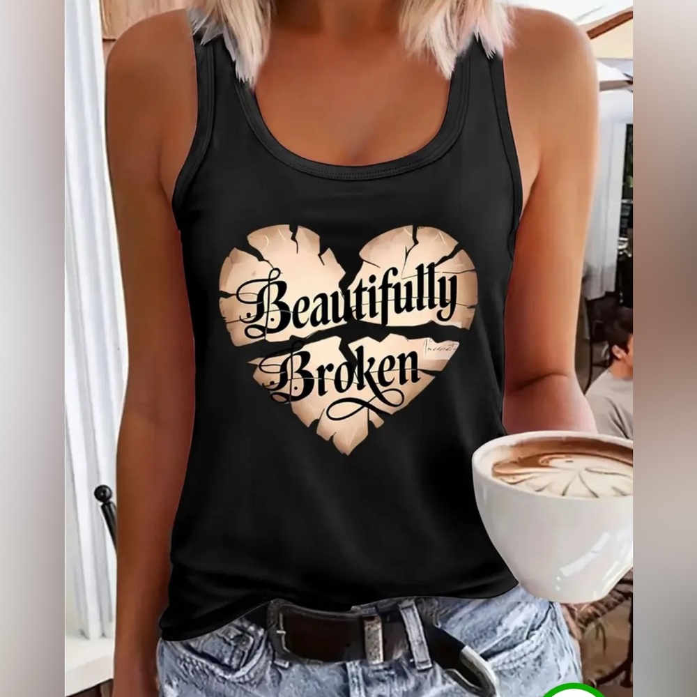 Beautifully Broken Black Tank Top